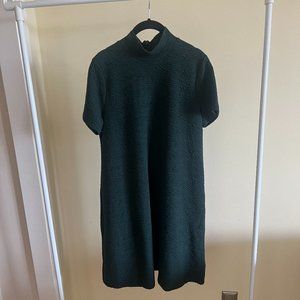 Casual Mini Dress Cotton/Spandex Hunter Green, size L, Mock Turtleneck